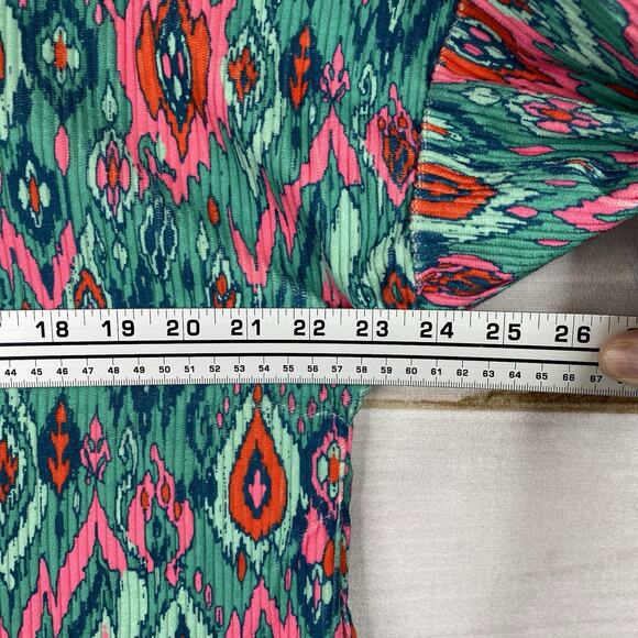 Savanna Jane Jacket Womens L Green Pink Floral Aztec Corduroy Button Up Boho - Picture 10 of 10